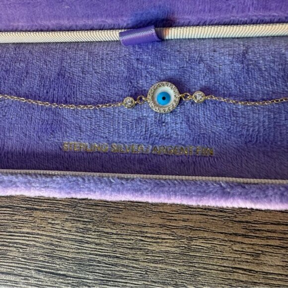 NEO RELIQUE New Gold Toned Sterling Silver Evil Eye Bracelet Rhinestones CZ - Picture 15 of 15